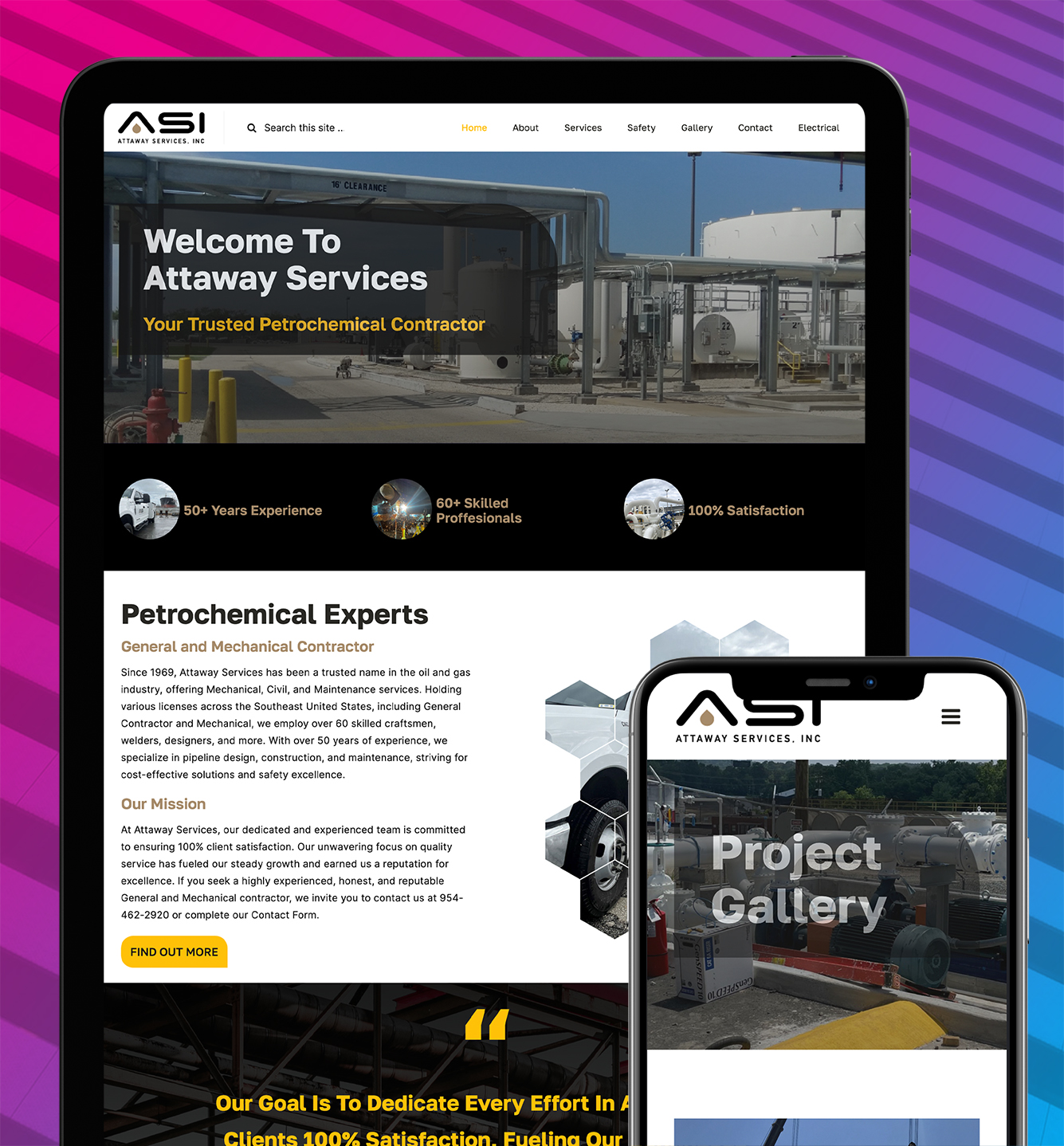 Attaway Services petrochemical brand redesign by Fort Lauderdale web designer Costas